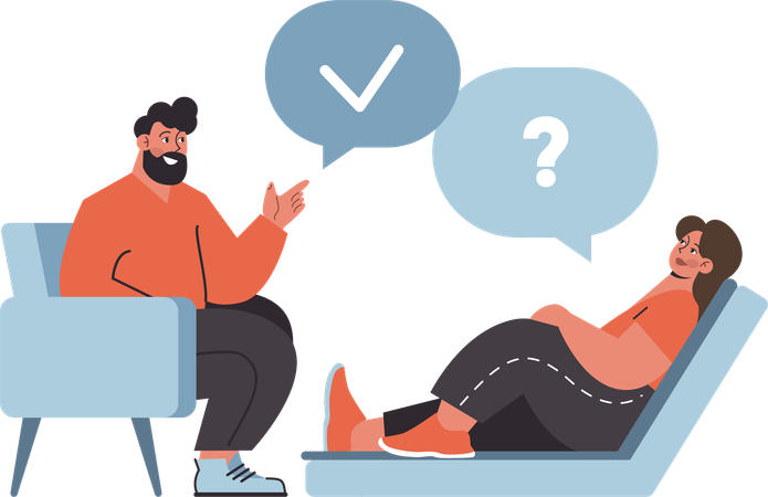 Man talking about faq with girl  Illustration