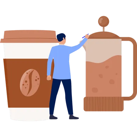 Man talking about french press  Illustration