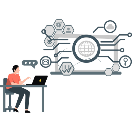 Man talking about global networking  Illustration