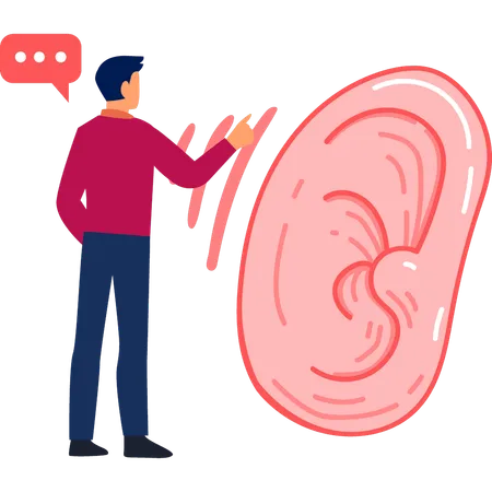 Man talking about human ear sound  Illustration