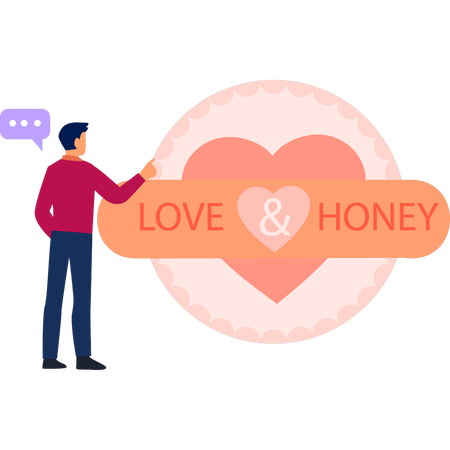 Man talking about love and honey heart  Illustration