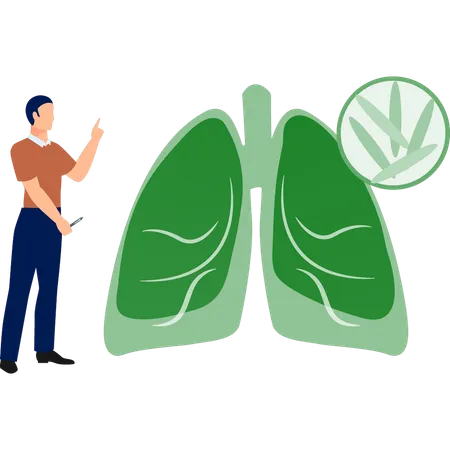 A Boy Is Talking About Lungs Illustration