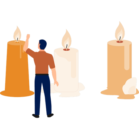 Man talking about melting candles  Illustration