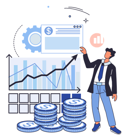 Man talking about money investment  Illustration