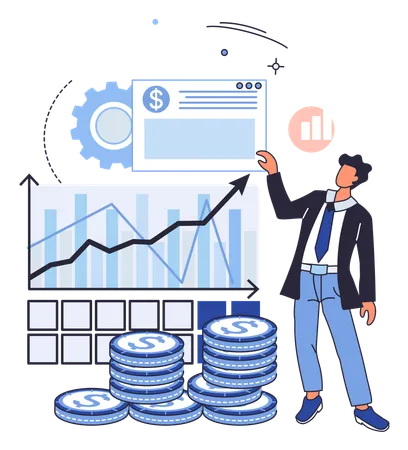 Man talking about money investment  Illustration