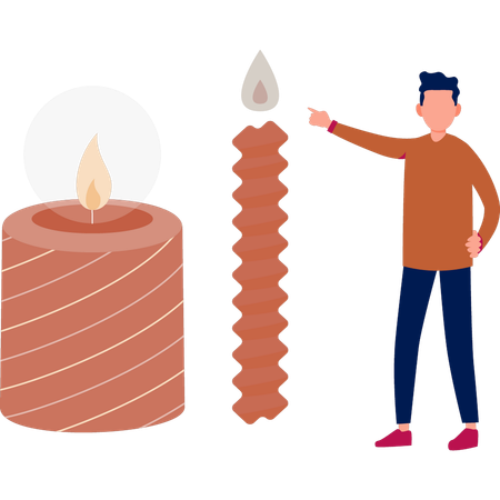 Man talking about needle design candle  Illustration