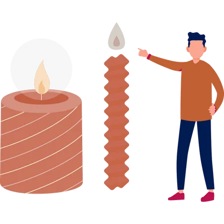 Man talking about needle design candle  Illustration