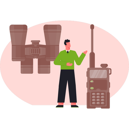 Man  talking about remote control  Illustration