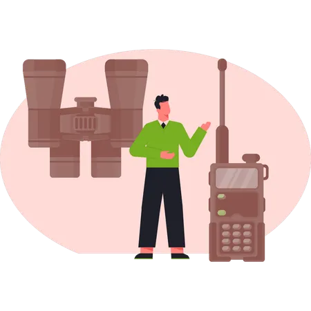 Man  talking about remote control  Illustration