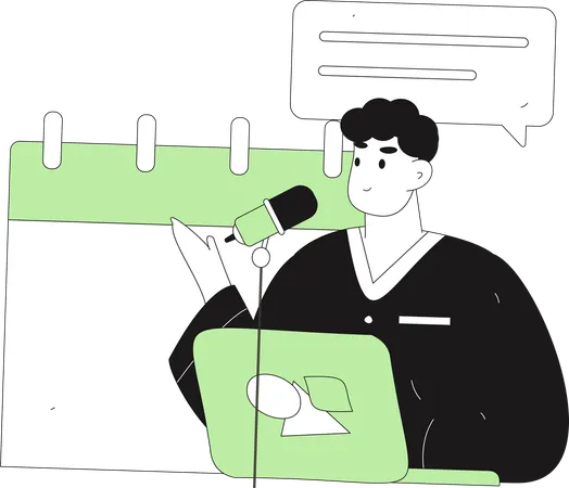 Man talking about review schedule  Illustration