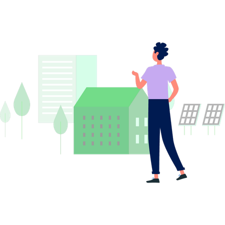 Man talking about solar energy  Illustration