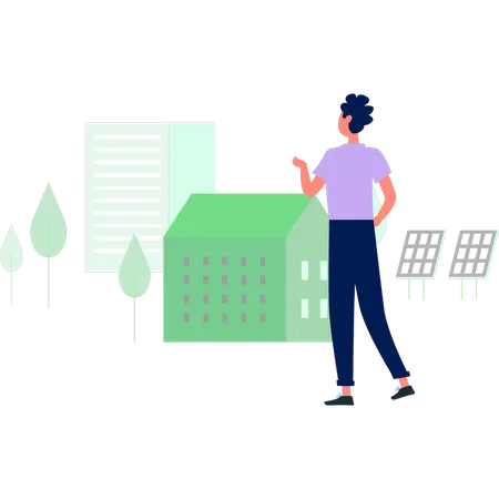 Man talking about solar energy  Illustration