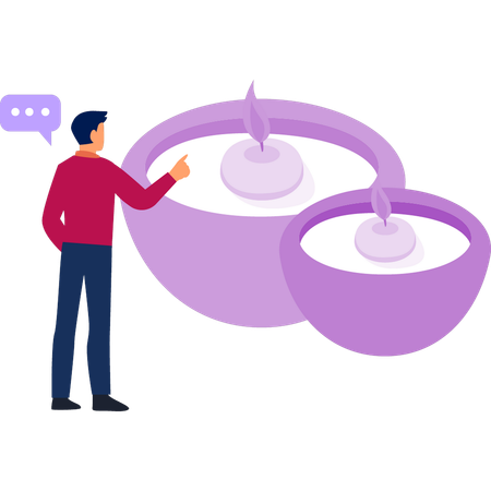 Man talking about spa candle  Illustration