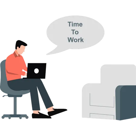 Man talking about time to work  Illustration