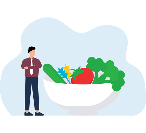 Man talking about vegan diet  Illustration