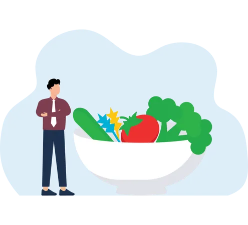 Man talking about vegan diet  Illustration