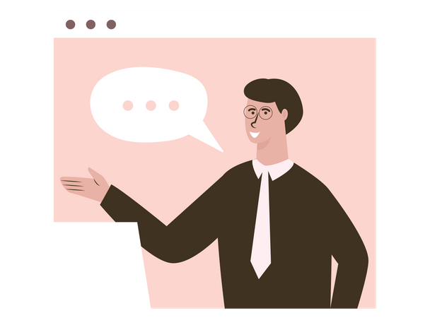 Man talking in online meeting Illustration