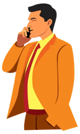 Corporate Man In Suit Talking On Mobile Illustration