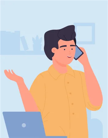 Man Talking on Phone  Illustration