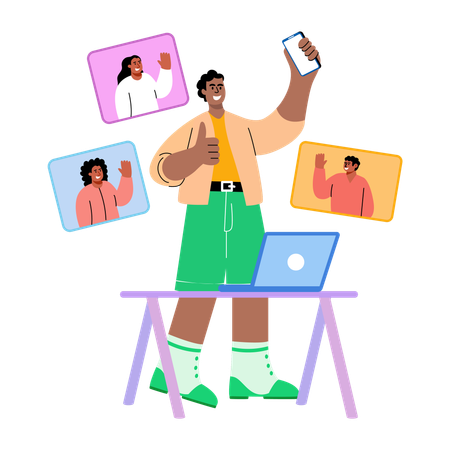 Man talking on social media  Illustration