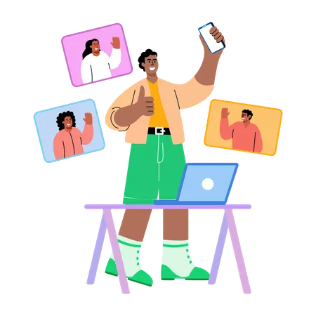 Man talking on social media  Illustration