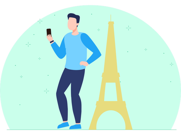 Man Talking on video call  Illustration