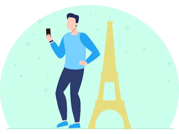 Man Talking on video call  Illustration