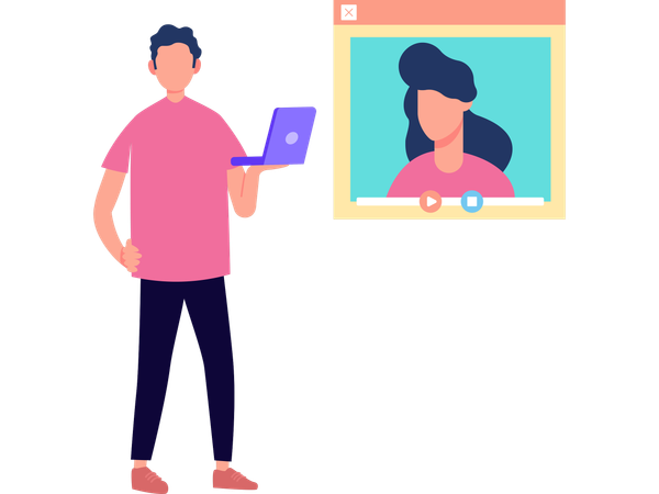 Man talking on video chat  Illustration