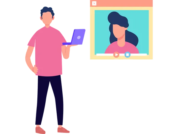 Man talking on video chat  Illustration