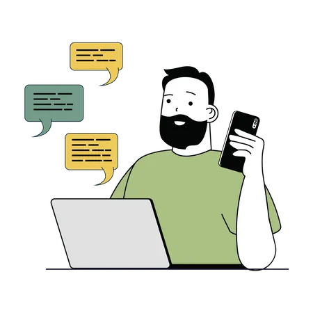Man talking online  Illustration