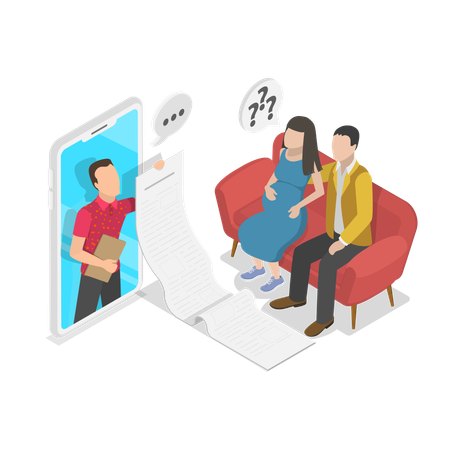 Man talking online consultation with psychologist  Illustration