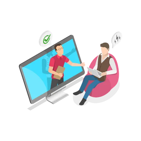 3 D Isometric Flat Vector Illustration Of Online Psychologist Anxiety And Stress Therapy Item 3 Illustration