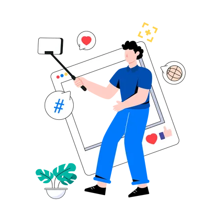 Man talking Selfie on mobile  Illustration