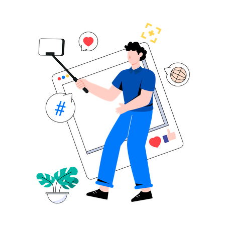 Man talking Selfie on mobile  Illustration
