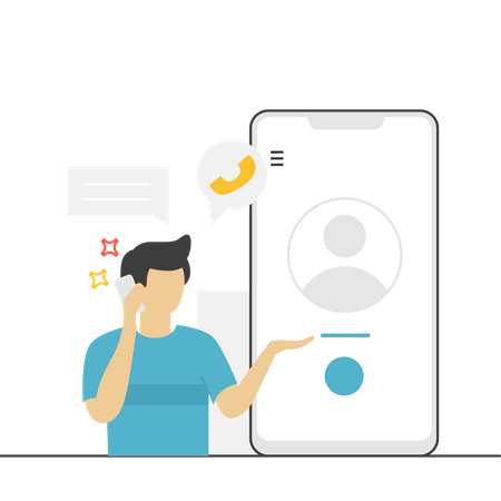 Man talking to customer support  Illustration