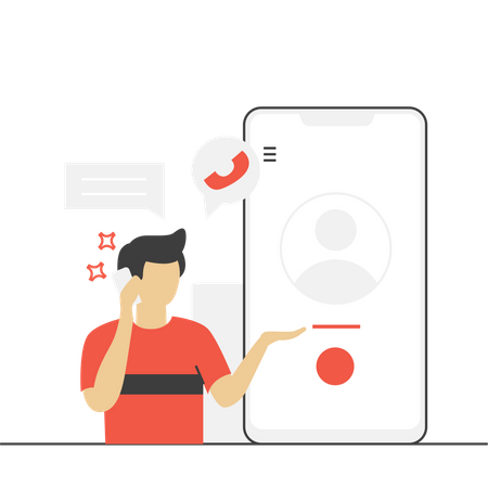 Man talking to customer support  Illustration