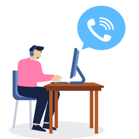 Man talking to customer support  Illustration