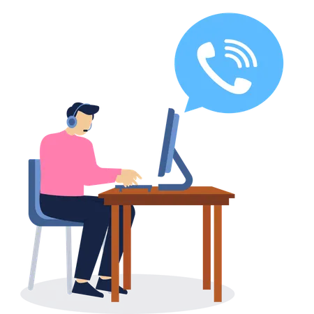 Man talking to customer support  Illustration
