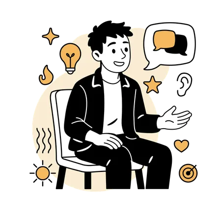 Man Talking to Therapist  Illustration