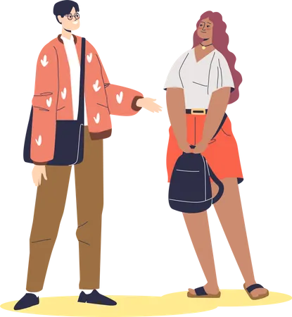 Man talking to woman  Illustration