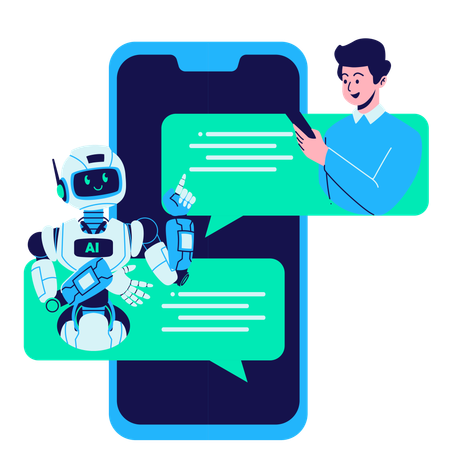 Man talking with ai chat bot  Illustration