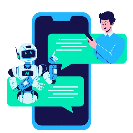 Man talking with ai chat bot  Illustration
