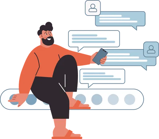 Man talking with customer on mobile  Illustration