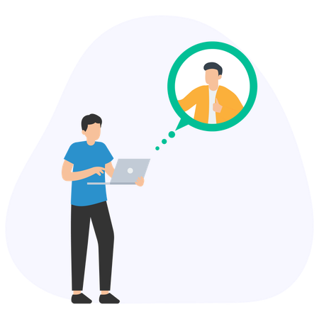 Man Talking with Customer Support  Illustration