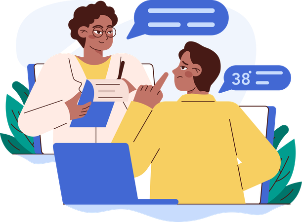 Man talking with doctor  Illustration