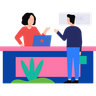 illustration talking with receptionist