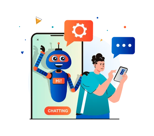 Man talking with smart virtual assistant  Illustration