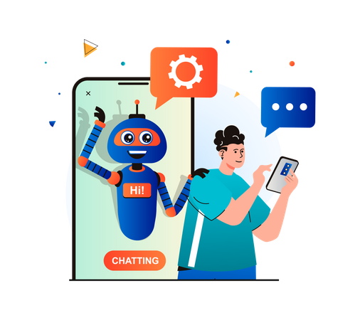 Man talking with smart virtual assistant  Illustration