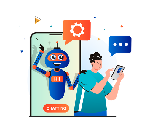 Man talking with smart virtual assistant  Illustration
