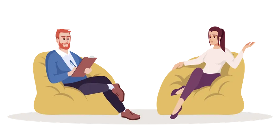 Man talking with woman and taking notes Illustration